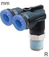 Push-In Y Fittings Messing Und Kunststoff R-Gewinde Männlicher Winkel