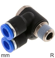 Push-In Y Fittings Messing Und Kunststoff R-Gewinde Männlicher Winkel Außensechskant