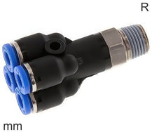 4-Wege Verteiler Push-In Fittings Messing Und Kunststoff R-Gewinde Männlich Y-Form