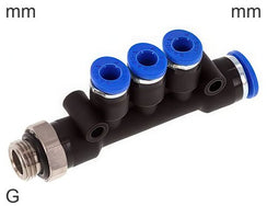 Verteiler Push-In Fittings Messing Und Kunststoff G-Gewinde Männlich 3 Auslässe