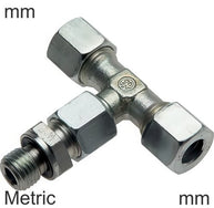 Schneidring T-Stücke Stahl / Edelstahl Metrische Gewinde Männlich T-Form Verstellbar