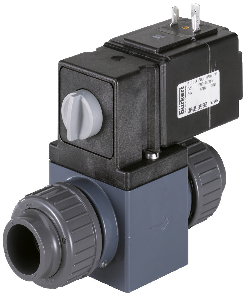 Magnetventil 25mm Verklebte Hülsen NC Kunststoff FKM 0-0.5bar/7psi 230VAC 0131 51351