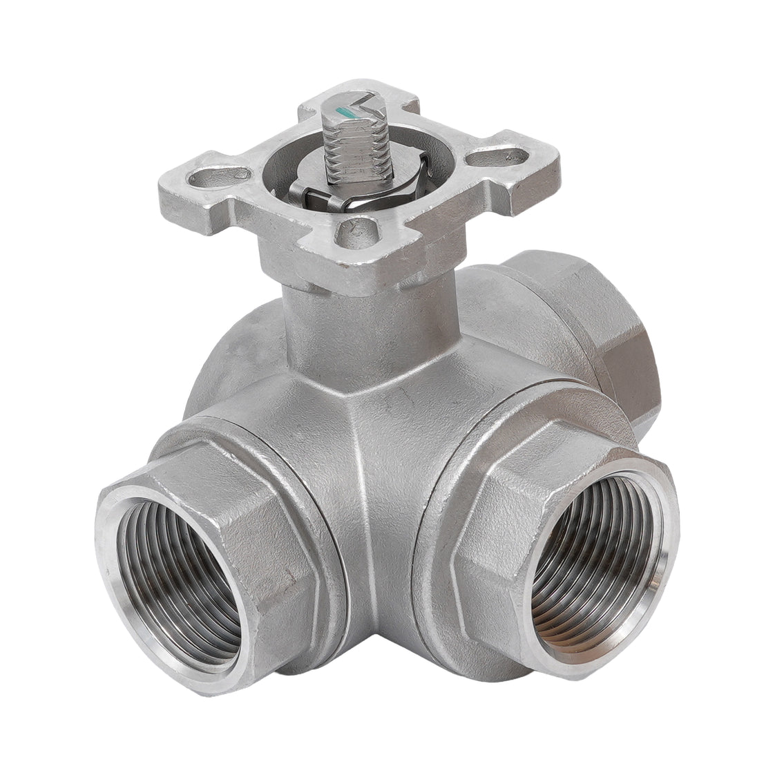 Rp 1-1/2'' 3-Wege T-Bohrung Edelstahl Kugelhahn 69 bar RTFE ISO-Top F07 - TamesonPRO 1125-112-T