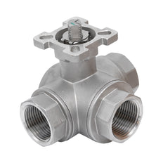 Rp 1-1/2'' 3-Wege T-Bohrung Edelstahl Kugelhahn 69 bar RTFE ISO-Top F07 - TamesonPRO 1125-112-T