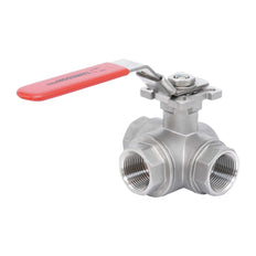 Rp 1-1/2'' 3-Wege T-Bohrung Edelstahl Kugelhahn 69 bar RTFE ISO-Top F07 - TamesonPRO 1125-112-T