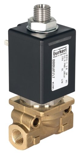 Solenoid Valve 3/2-Way G1/4'' NC Brass PEEK 0-70bar/1015psi 230VAC Vacuum 0355 231858