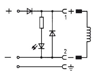 Connector 12-24V DC (DIN - A) with 1m cable LED Recovery Diode and Polarity Protection - Burkert 2508 783586