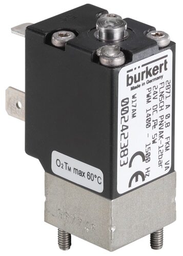 Solenoid Valve 20x20 mm SFB flange NC Stainless steel PCTFE -1-10bar/-15-145psi 12VDC 2871 340219