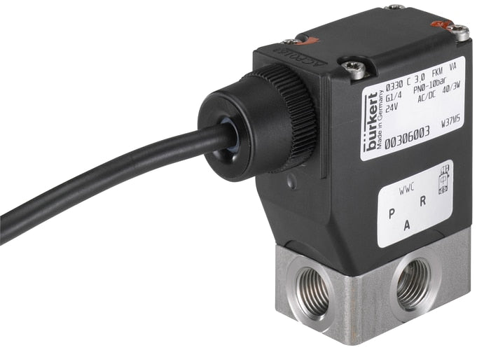 Solenoid Valve 3/2-Way G1/4'' NC Stainless steel FKM 0-10bar/145psi 24VAC/DC 0330 353614
