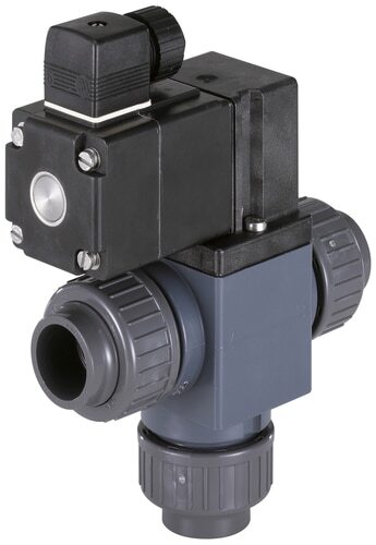 Solenoid Valve 3/2-Way 20 mm Glued Sleeves Diverting PVC EPDM 0-0.5bar/7psi 24VAC 0131 303801