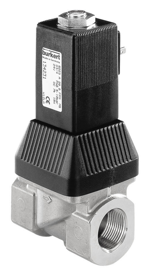 Magnetventil NPT 1/2'' NC Edelstahl FKM 0.5-10bar/7-145psi 24VDC 6223 458404