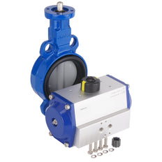 DN50 (2 inch) Wafer Pneumatic Butterfly Valve GG25-GGG40 polyamide-coated-EPDM Spring Open - BFLW
