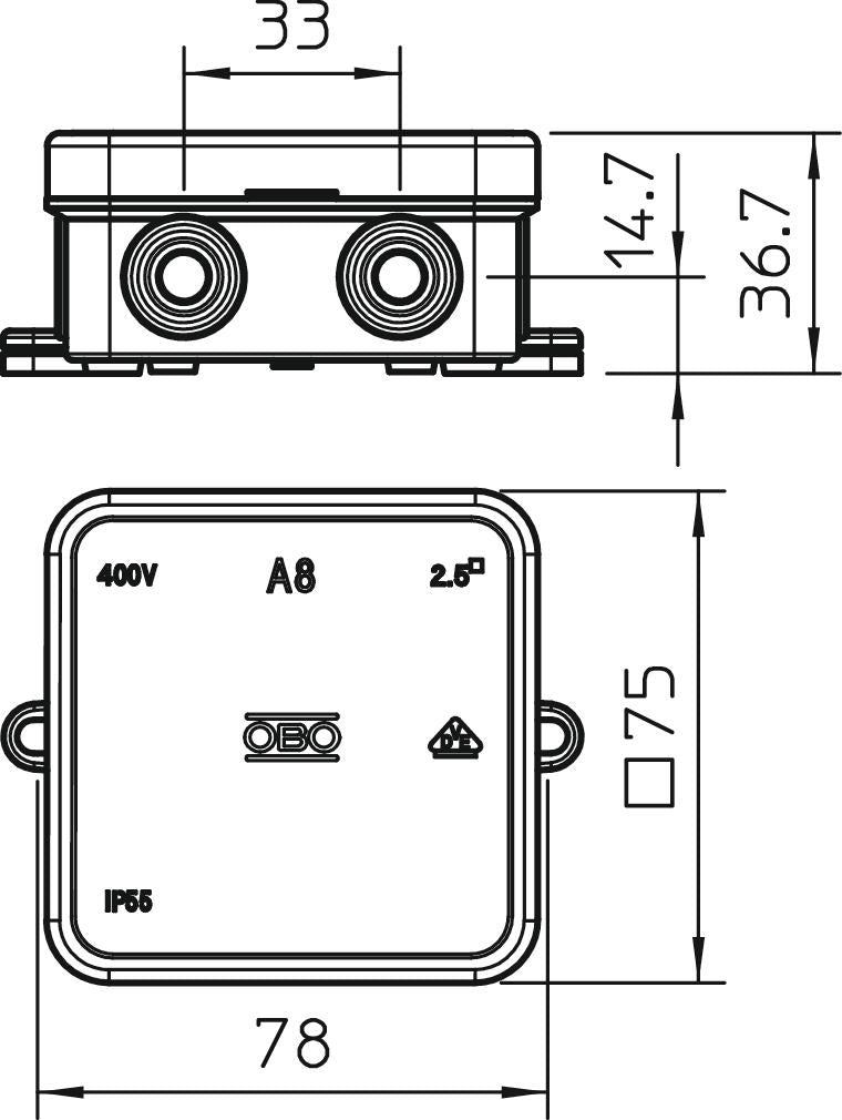 OBO A Surface mounted Box Wall/Ceiling - 2000075