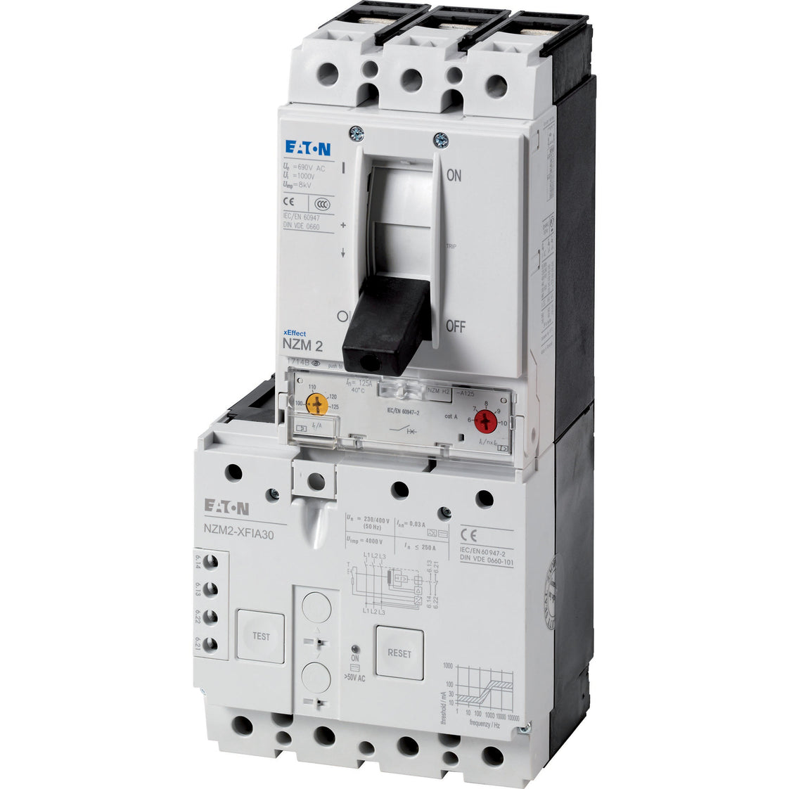 Eaton NZM2 Circuit Breaker 3P 200A With RCD 30mA Type B AC DC Sensitive - 184962