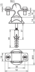 DEHN Stainless Steel Rod Holder With Wood Screw And Plastic Dowel - 274260