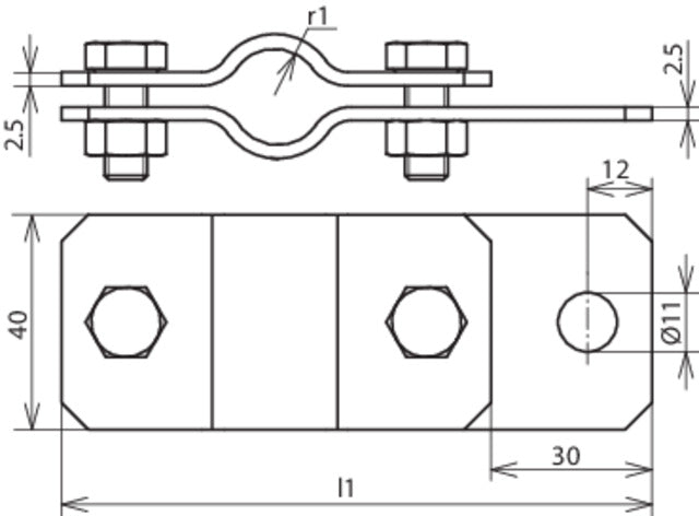 Dehn Earthing Pipe Clamp D 55mm With Bore D 11mm StSt - 410369