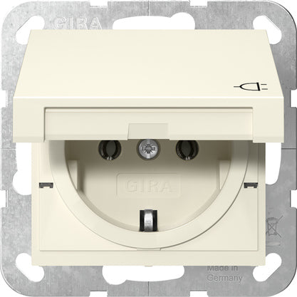 Gira System 55 SCHUKO Socket With Hinged Cover - 445401