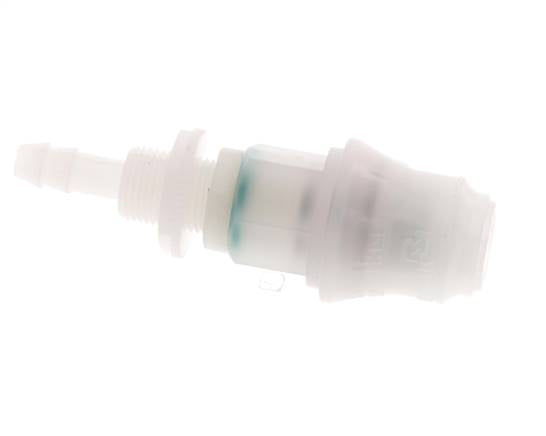 PVDF DN 5 Coupling Socket 6 mm Hose Pillar Bulkhead