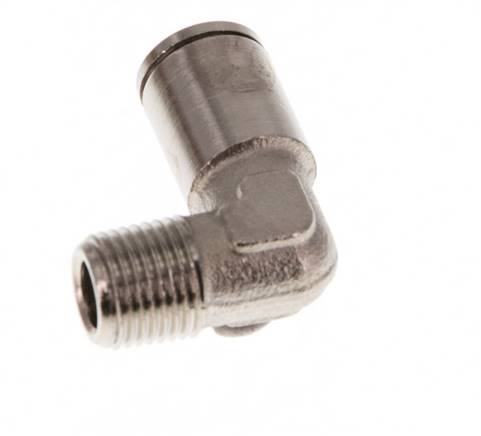 6mm x R1/8'' 90deg Elbow Push-in Fitting with Male Threads Brass NBR [2 Pieces]