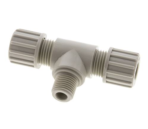 10x8mm & G1/4'' PP T-Shape Tee Compression Fitting with Male Threads 10 bar