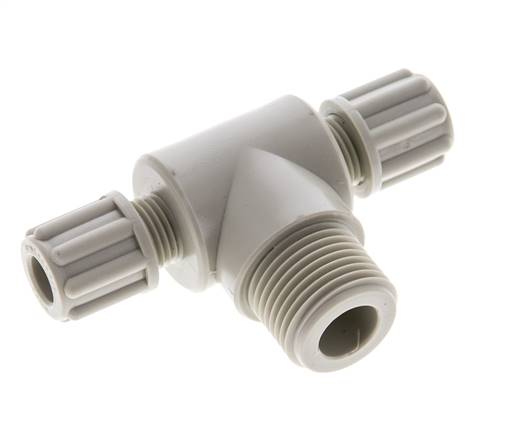 6x4mm & G3/8'' PP T-Shape Tee Compression Fitting with Male Threads 10 bar