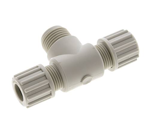 12x10mm & G1/2'' PP T-Shape Tee Compression Fitting with Male Threads 10 bar