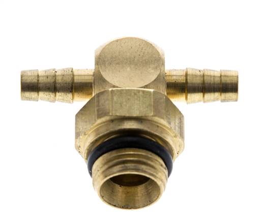 4 mm & G1/8'' Brass Tee Hose Barb with Male Threads NBR