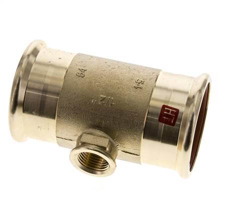 Tee Press Fitting - 54mm Female & Rp 1/2'' Female - Copper alloy