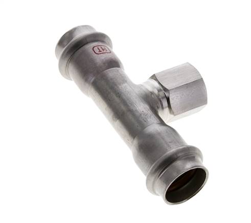 Tee Press Fitting - 22mm Female & Rp 1/2'' Female - Stainless Steel