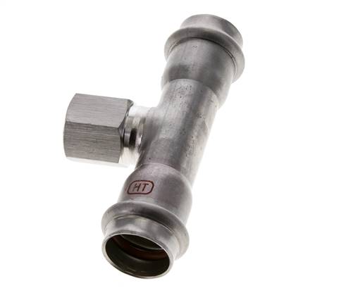 Tee Press Fitting - 22mm Female & Rp 1/2'' Female - Stainless Steel