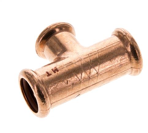 Tee Press Fitting - 15mm Female & 18mm - Copper alloy