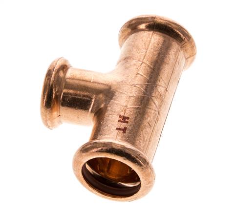 Tee Press Fitting - 15mm Female & 18mm - Copper alloy