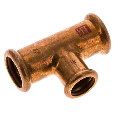 Tee Press Fitting - 18mm Female & 22mm - Copper alloy