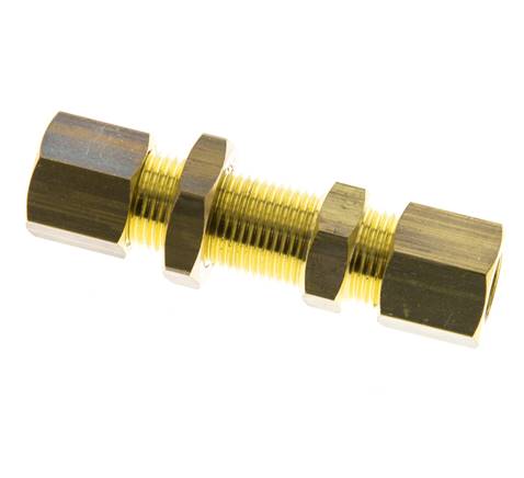 8mm Brass Straight Compression Fitting Bulkhead 135 bar DIN EN 1254-2