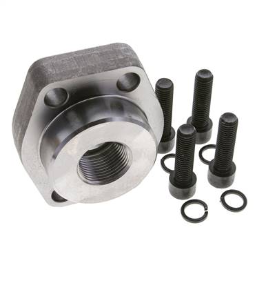 2'' SAE Flange 3000 PSI Plain Steel with G1'' Female Threads ISO 6162-1