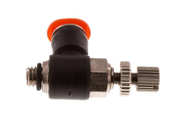 Flow Control Silencer Meter-In Elbow 4 mm - M5 Brass/PBT