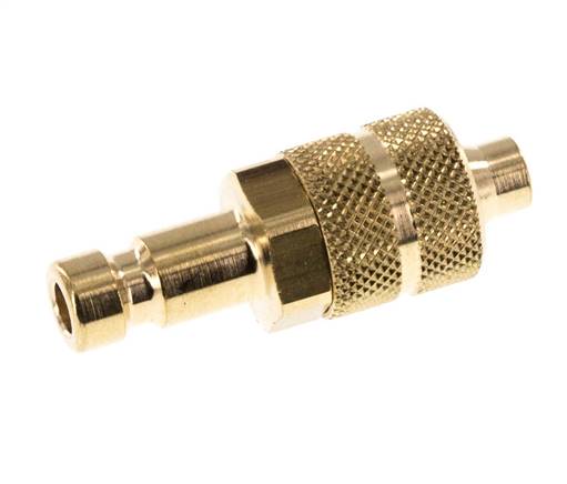 Brass DN 2.7 (Micro) Air Coupling Plug 4x6 mm Union Nut [2 Pieces]