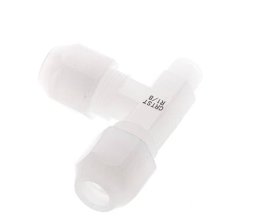 6x8mm & R1/8'' PVDF Right Angle Tee Hose Fitting with Male Threads 10bar/145psi