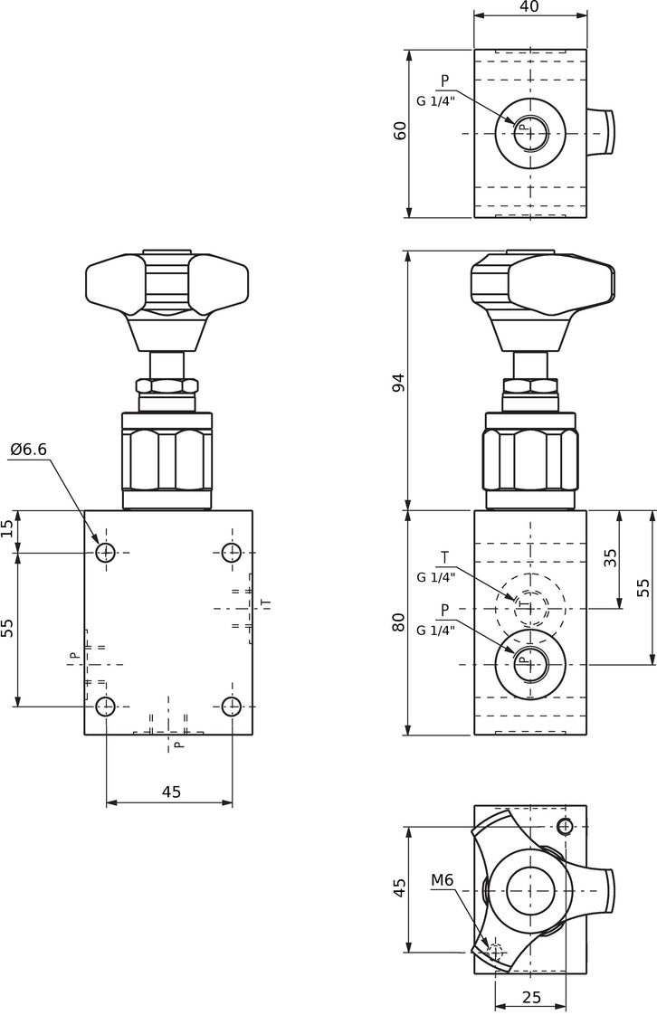 G1/4'' Hydraulik-Inline-Druckbegrenzungsventil 1-25bar 50l/min - Rexroth