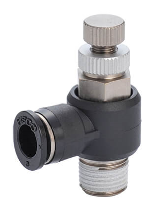R1/4" - 6mm Meter-Out Elbow Flow Control Valve