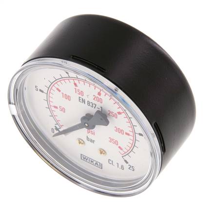 0..25 Bar (0..363 psi) Pressure Gauge Rear Steel/Brass 63 mm Class 1.6