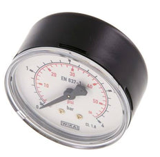 0..4 Bar (0..58 psi) Pressure Gauge Rear Steel/Brass 63 mm Class 1.6