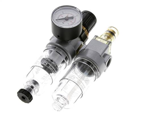 FRL 2-Teilig G1/4'' 350l/min 0.5-10.0bar/7-145psi Halbautomatisch Polycarbonat Standard 0