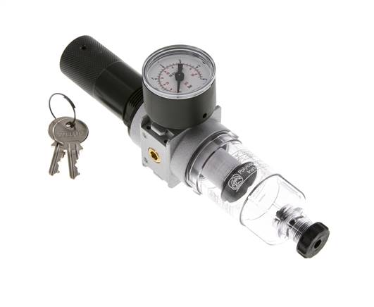 Filter-Regler G1/8'' 1450l/min 0,1-3,0bar/1-44psi 40 mm Manometer Zylinderschloss Multifix 0