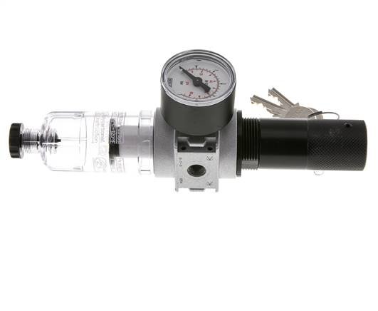 Filter-Regler G1/8'' 1450l/min 0,1-3,0bar/1-44psi 40 mm Manometer Zylinderschloss Multifix 0