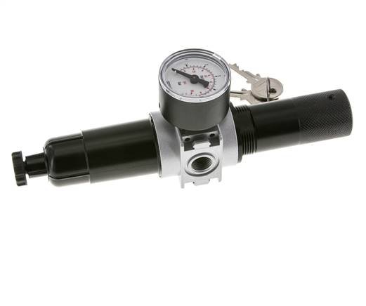 Filter-Regler G1/4'' 1450l/min 0,1-3,0bar/1-44psi 40 mm Manometer Zylinderschloss Multifix 0