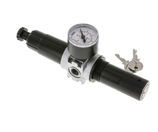 Filter-Regler G1/4'' 1450l/min 0,1-3,0bar/1-44psi 40 mm Manometer Zylinderschloss Multifix 0