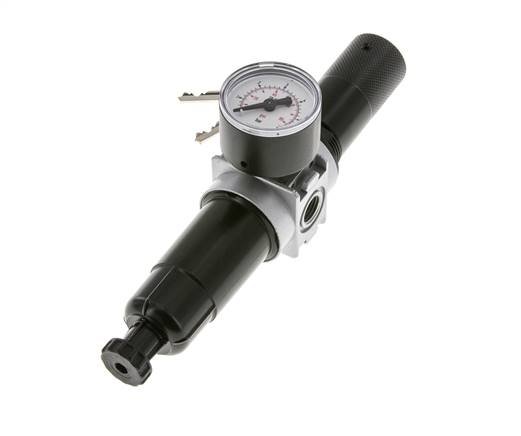 Filter-Regler G1/4'' 1450l/min 0,1-3,0bar/1-44psi 40 mm Manometer Zylinderschloss Multifix 0