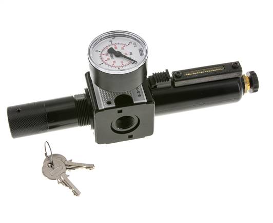 Filterregler G3/8'' 1600l/min 0.5-16.0bar/7-232psi Halbautomatische Zylinderklemme Metall Multifix 1