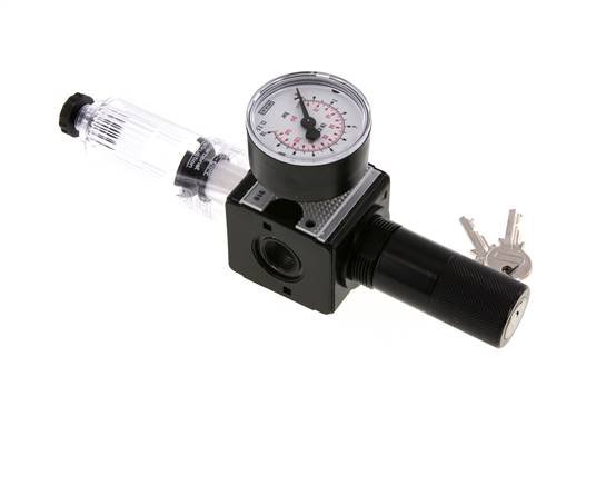 Filter-Regulator G3/8'' 1600l/min 0.2-6.0bar/3-87psi Halbautomatische Zylinder-Verriegelung Polycarbonat Multifix 1